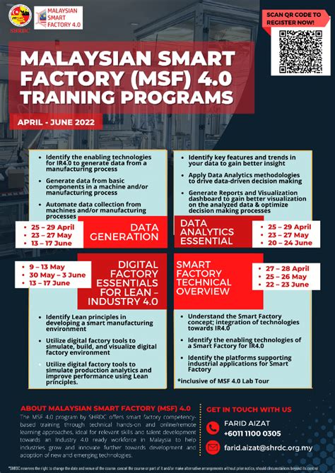 Malaysian Smart Factory Msf Training Programs Shrdc