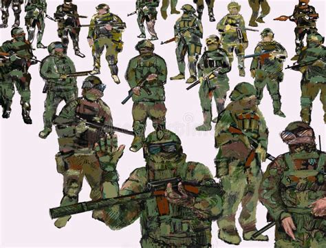 Illustration Of A Group Of Soldiers Stock Illustration Illustration