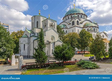 Saint Sava Cathedral Temple Hram Svetog Save And The Statue Dedicated