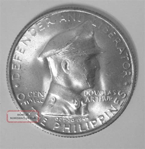 S Philippines Peso Silver Coin Silver Macarthur One Peso Bu