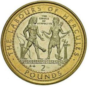 Coin 2 Pounds Hercules And Hippolyta Girdle Gibraltar G70 Two