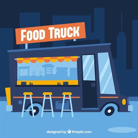 Free Vector | Cartoon food truck