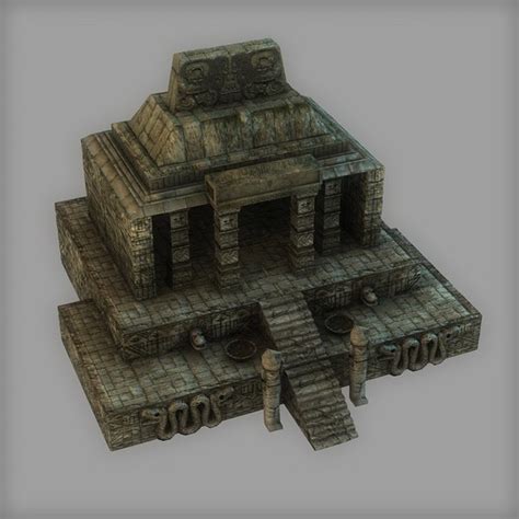 3d aztec temple model