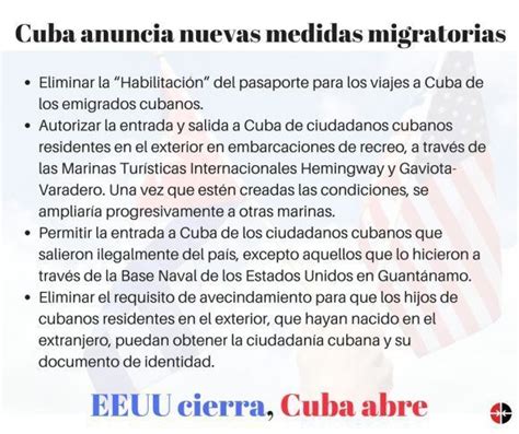 Cuba Anuncia Cuatro Nuevas Medidas Migratorias