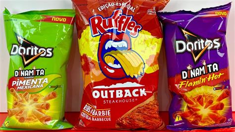 NOVOS Doritos Dinamita PIMENTA MEXICANA E FLAMIN HOT E Ruffles OUTBACK