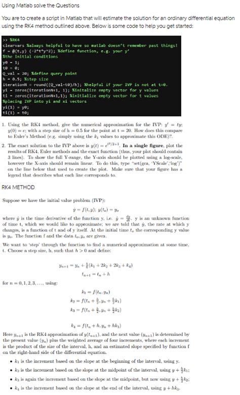 Solved Using Matlab Solve The Questions You Are To Create A Chegg