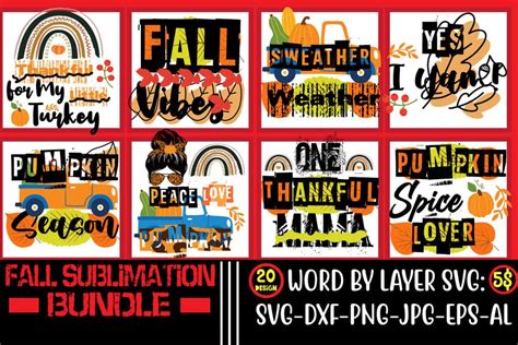 Fall Sublimation Bundle Fall T Shirt Design Bundle Fall Svg Bundle