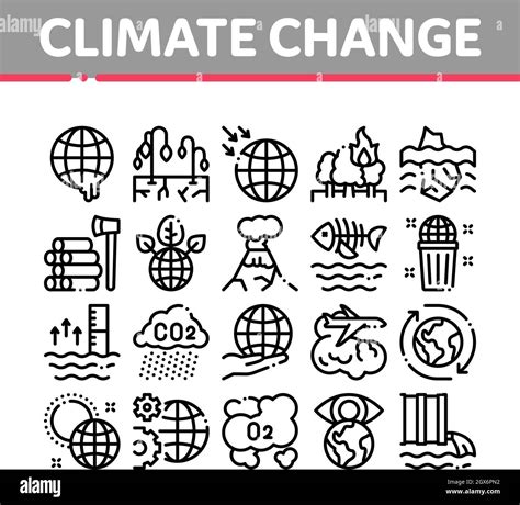 Climate Change Ecology Collection Icons Set Vector Stock Vector Image