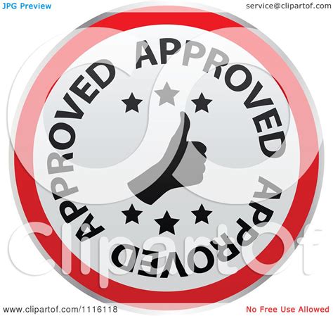 Clipart Red And White Thumbs Up Approved Icon Royalty Free Vector