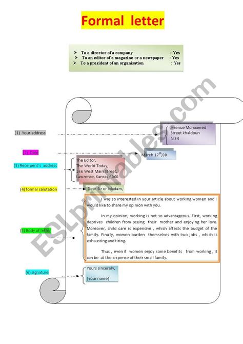 Writing A Formal Letter ESL Worksheet By Enclub