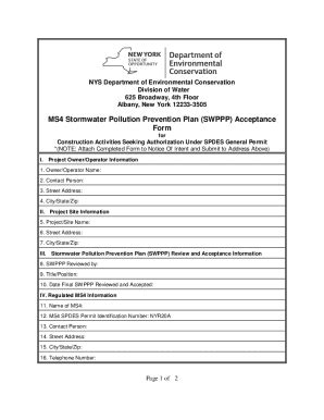 Fillable Online MS4 Stormwater Pollution Prevention Plan SWPPP