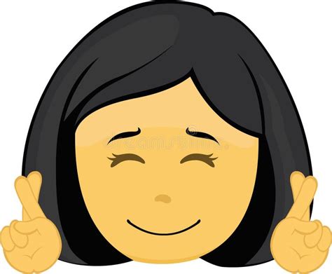 Emoji Woman Gesture Hands Crossing Fingers Stock Illustration ...