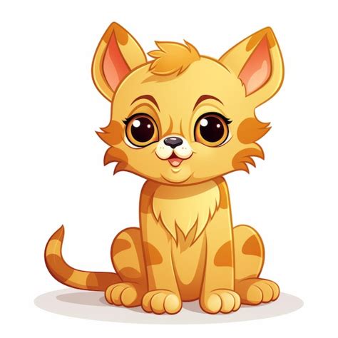 Premium Photo Cute Cartoon Cat Sitting On The Floor Vector Illustration