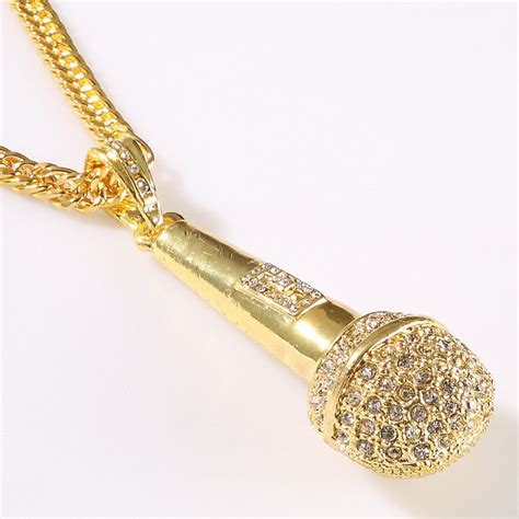 Hip Hop Style Cool Microphone Mic Pendant Necklace With Chain K