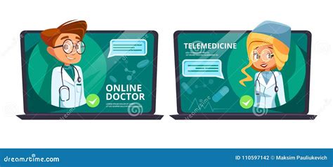 Online Doctor Telemedicine Vector Cartoon | CartoonDealer.com #110597142