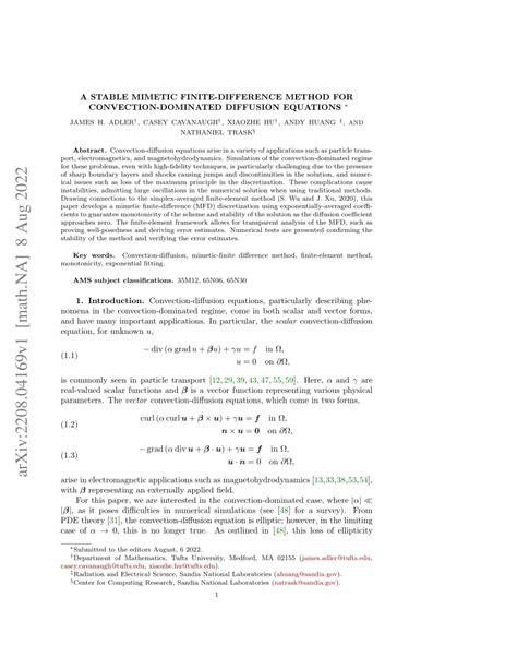 Pdf A Stable Mimetic Finite Difference Method For Convection