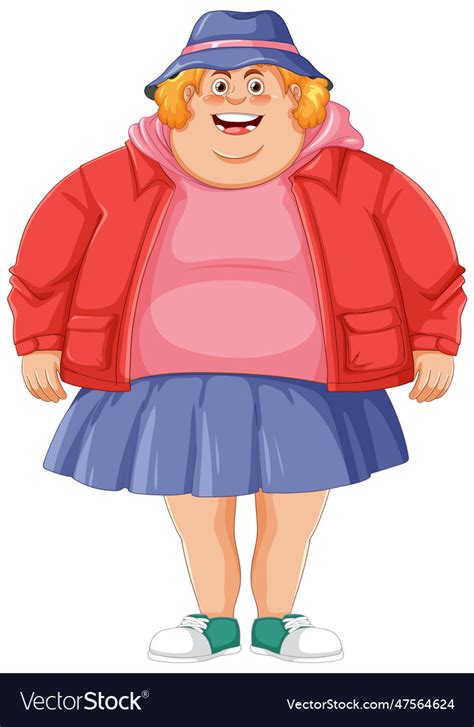 Overweight female cartoon character Royalty Free Vector