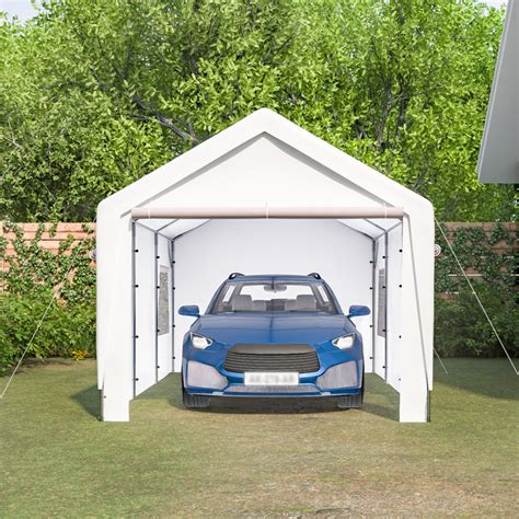 Thanaddo 10 Ft W X 20 Ft D Carport Galvanized Steel Portable Garage