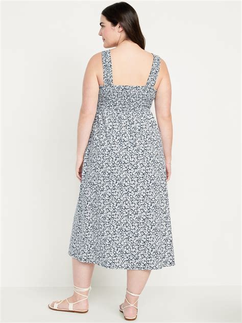 Fit Flare Smocked Midi Dress Old Navy