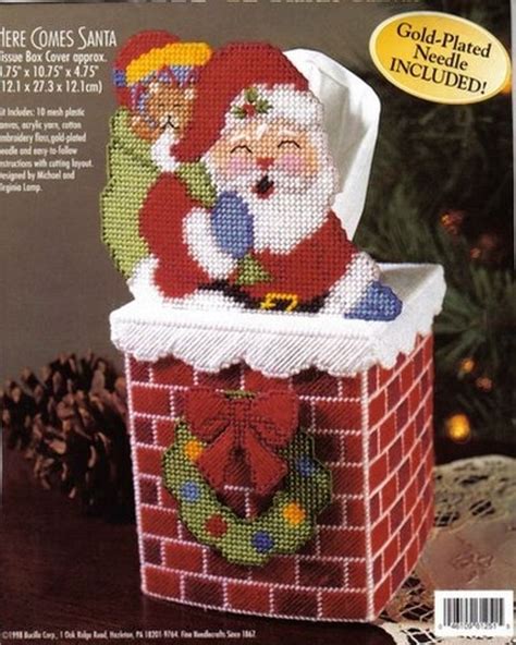 Here Comes Santa Tissue Box Cover Plastic Canvas Tissue Boxes