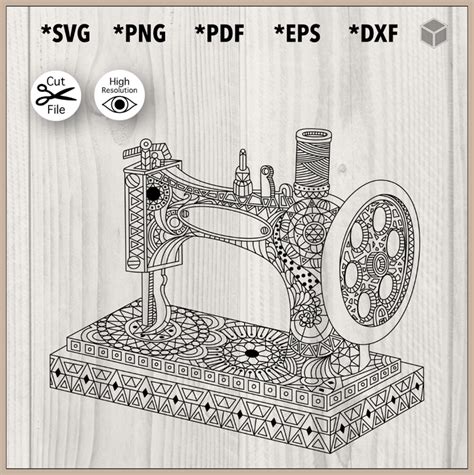 Zentangle Mandala Vintage Sewing Machine Svg File The Digital Files Tdfcrafty