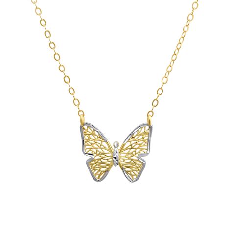 Brilliance Fine Jewelry Kt Two Tone Gold Butterfly Necklace With