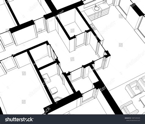 House Plan Architectural Drawing Vector Illustration Stock Vector ...