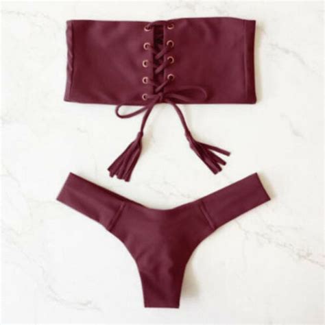 Conjunto De Bikini Sin Tirantes Para Mujer Monokini Sexy Traje De