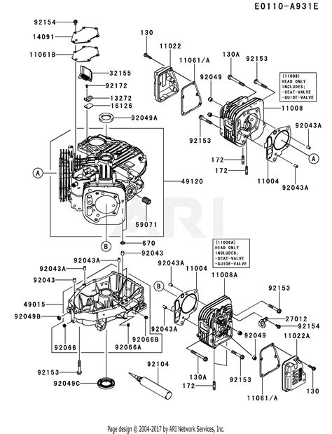 Kawasaki FS481V AS55 4 Stroke Engine FS481V Parts Diagram For CYLINDER