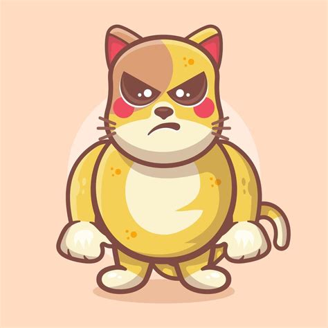 Serious Cat Animal Character Mascot With An Angry Expression Isolated