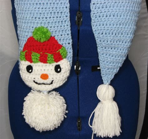 Pom Pom Snowman Scarf Crochet Pattern With Tutorials Etsy