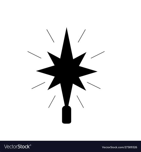 Silhouette christmas star on christmas tree happy Vector Image