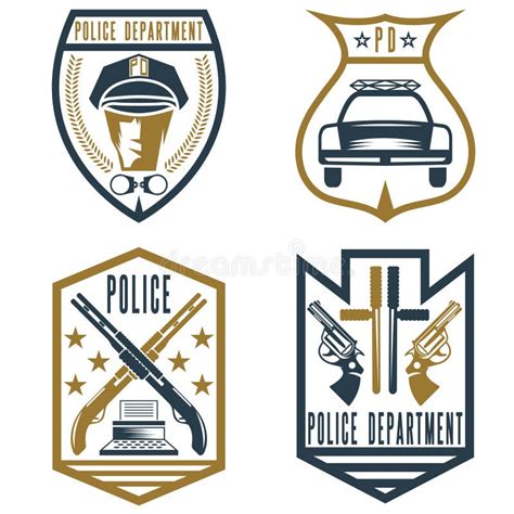 Vintage Police Law Enforcement Badges Stock Vector Illustration Of