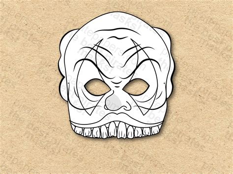 Scary Clown Mask Printable Coloring Paper DIY for Kids and - Etsy