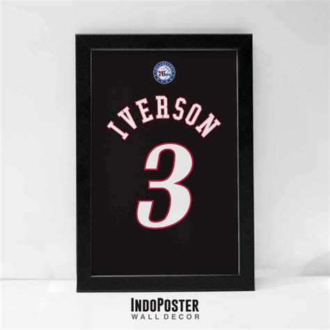 Jual Poster Nba Basket Jersey Number 3 Allen Iverson Philadelphia 76ers