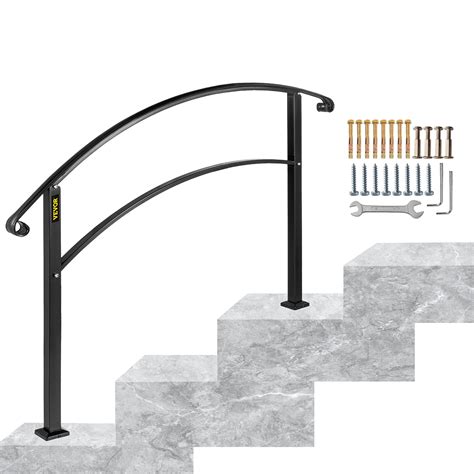 Buy Happybuy Handrail Fits 1 Or 3 Steps Matte Black Stair Rail Wrought