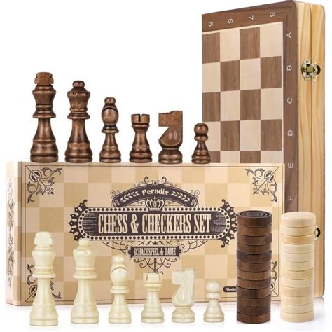 Jeu D Échecs Et Dames 2 En 1 Echiquier En Bois Magnétiques Avec Double