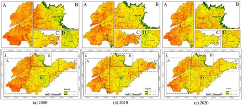 Spatial Patterns Of Annual Average NDVI In Shandong Province