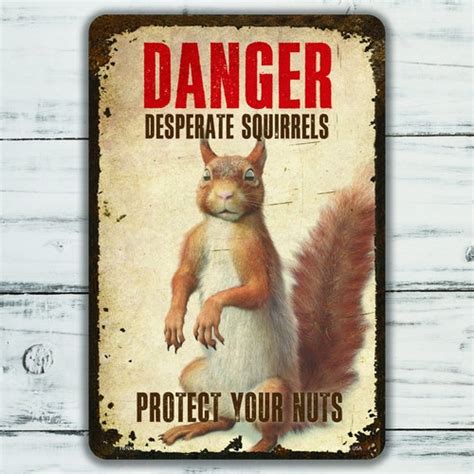 Danger Protect Your Nuts Funny Squirrel Mini Metal Yellow Etsy