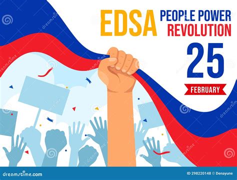 Edsa People Power Revolution Anniversary Of Philippine Vector