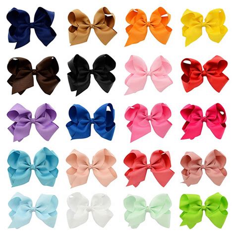 Cheap Sagit 20 Pcs 6 Inch Hair Bows Clips Grosgrain Ribbon Bows Large