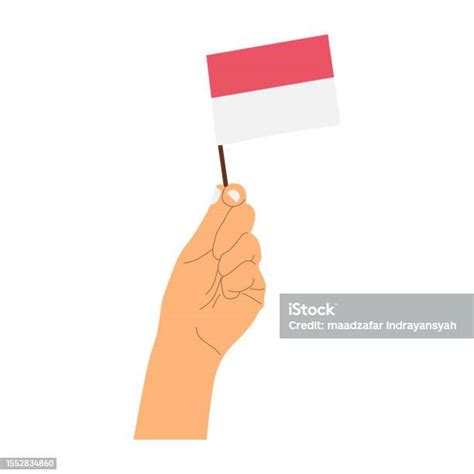 Ilustrasi Vektor Perayaan Hari Kemerdekaan Indonesia Memegang Bendera Indonesia Ilustrasi Stok