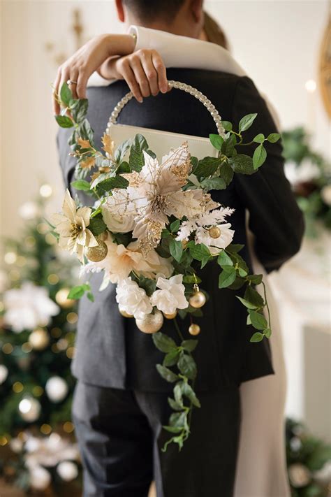 Small Hoop Bridal Bouquet in Champagne Christmas | Clearance | Unique