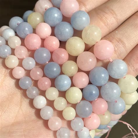 Natural Multicolor Morganite Chalcedony Jades Stone Loose Beads For