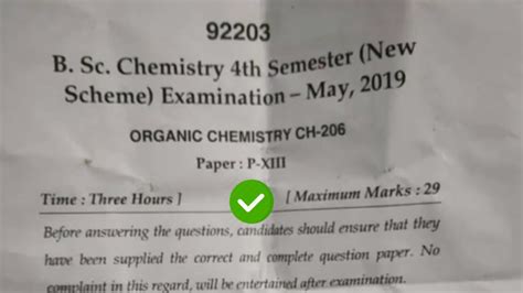 2019 Mdu BSc 4th Sem Organic Chemistry Question Paper YouTube