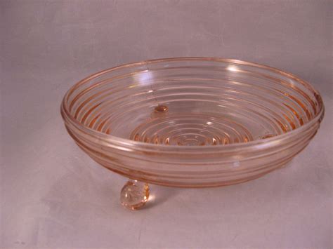 Pink Ribbed 3 Footed Depression Era Glass Candy Dish From The7hillscollector On Ruby Lane