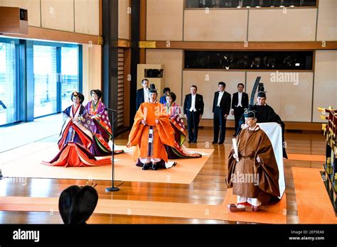 Emperor Naruhito during a ceremony inside the Room of Pine at Tokyo's ...