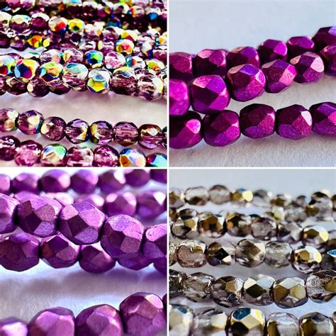 3mm Purple Czech Fire Polish Beads Round Faceted 50 Beads Choose From Four Colors Etsy