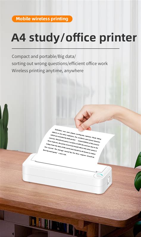 Inkless Portable A4 Size Printer For Pdf Document Printing Wireless