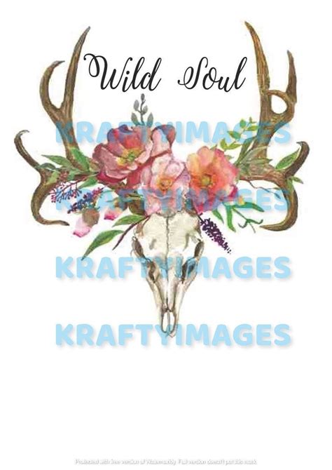 Wild Soul Png Boho Deer Skull Antlers Flowers Rustic Wildlife Skulls